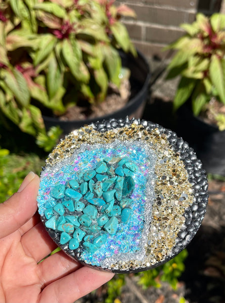 Geode Agate Car Freshie - Black & Turquoise