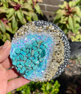 Geode Agate Car Freshie - Black & Turquoise